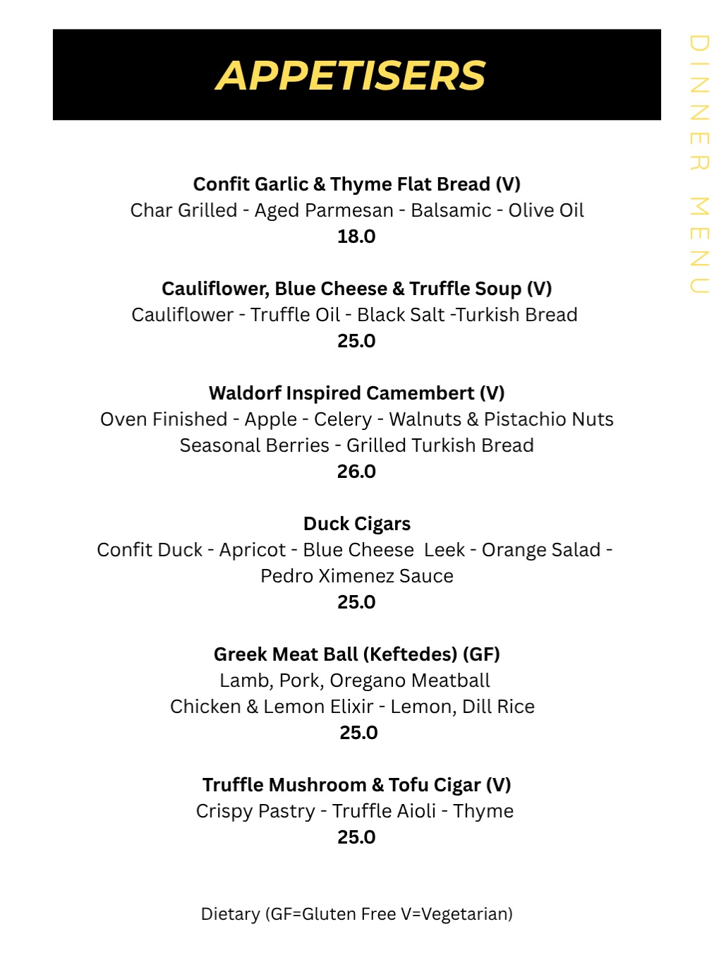 NEW DINNER MENU ✸ Thyme at the Lakes